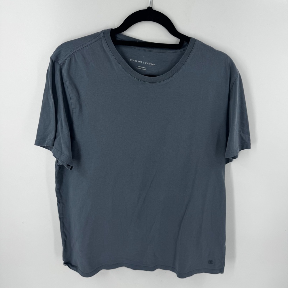 Everlane Uniform Organic Cotton Crewneck T-Shirt Slate Blue Gray Mens Large L